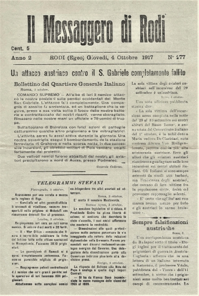 Il Messaggero di Rodi - 1917 - Biblioteca-Archivio Rodi Egeo