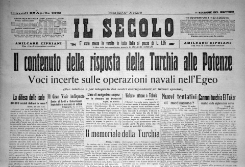 Il Secolo XX - 25 aprile 1912 - Biblioteca-Archivio Rodi Egeo