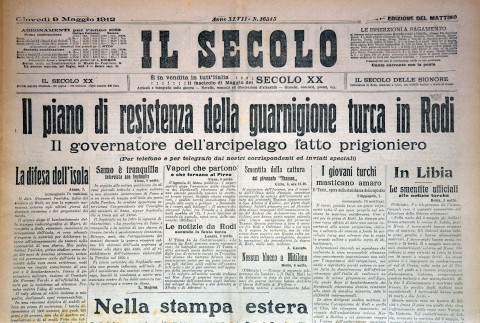 Il Secolo XX - 9 maggio 1912 - Biblioteca-Archivio Rodi Egeo