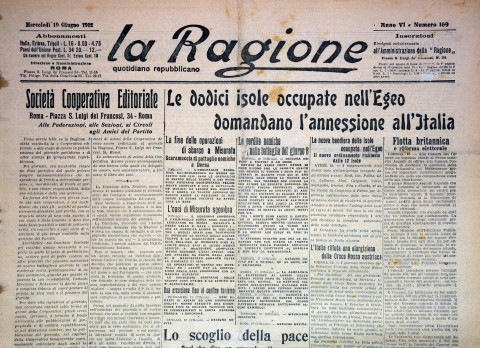 La Ragione - 19 giugno 1912 - Biblioteca-Archivio Rodi Egeo
