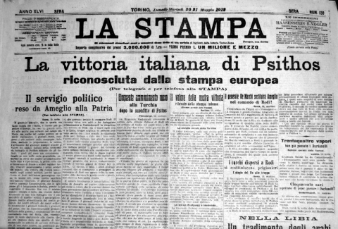 La Stampa - 20/21 maggio 1912 - Biblioteca-Archivio Rodi Egeo