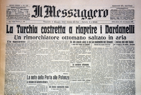 Il Messaggero - 3 maggio 1912 - Biblioteca-Archivio Rodi Egeo