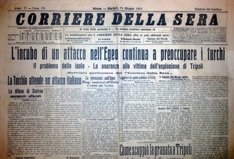 Corriere della Sera - 25 giugno 1912 - Biblioteca-Archivio Rodi Egeo