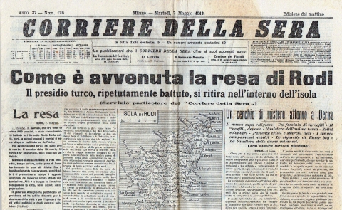 Corriere della Sera - 7 maggio 1912 - Biblioteca-Archivio Rodi Egeo