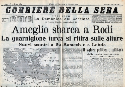 Corriere della Sera - 5 maggio 1912 - Biblioteca-Archivio Rodi Egeo