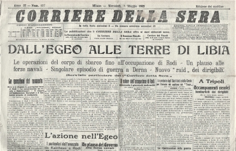 Corriere della Sera - 8 maggio 1912 - Biblioteca-Archivio Rodi Egeo