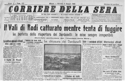 Corriere della Sera - 9 maggio 1912 - Biblioteca-Archivio Rodi Egeo