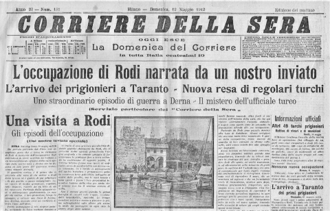 Corriere della Sera - 12 maggio 1912 - Biblioteca-Archivio Rodi Egeo