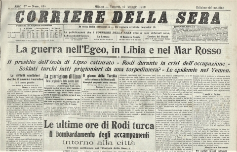 Corriere della Sera - 17 maggio 1912 - Biblioteca-Archivio Rodi Egeo