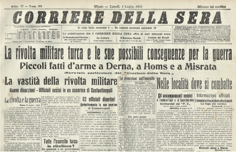 Corriere della Sera - 1 luglio 1912 - Biblioteca-Archivio Rodi Egeo
