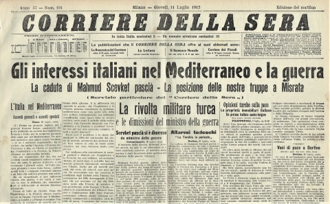 Corriere della Sera - 11 luglio 1912 - Biblioteca-Archivio Rodi Egeo