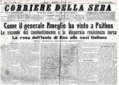 Corriere della Sera - 22 maggio 1912 - Biblioteca-Archivio Rodi Egeo