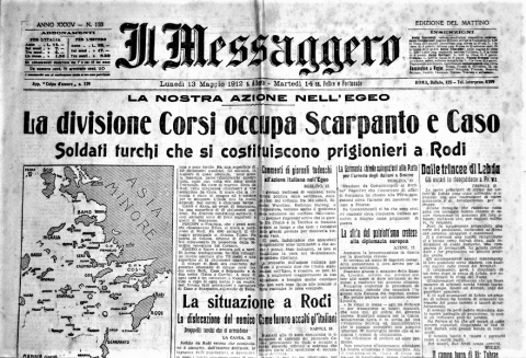 Il Messaggero - 13 maggio 1912 - Biblioteca-Archivio Rodi Egeo