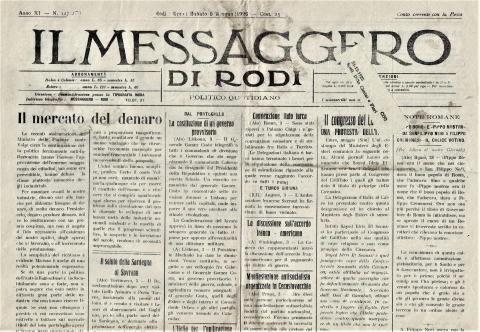 Il Messaggero di Rodi - 5 giugno 1926 - Biblioteca-Archivio Rodi Egeo