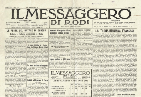 Il Messaggero di Rodi - 1932 - Biblioteca-Archivio Rodi Egeo